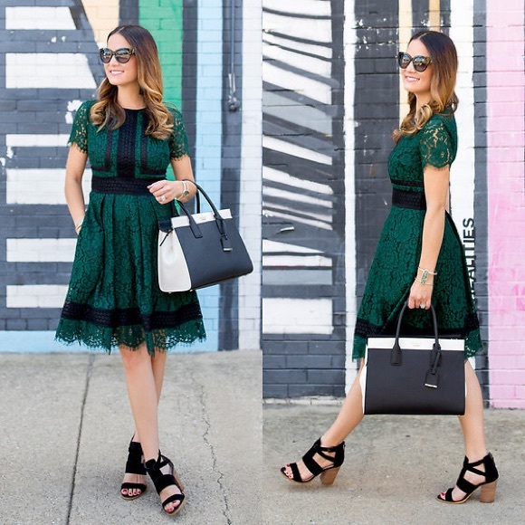 eliza j green lace dress
